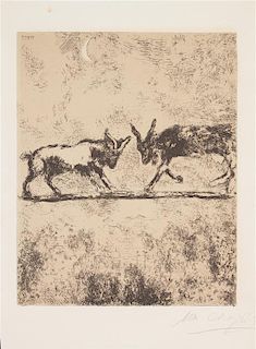Marc Chagall, (French/Russian, 1887-1985), The Two Goats, from Fable Series, 1927