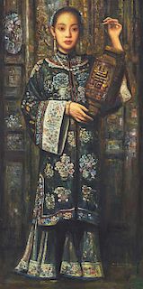 Di Li Feng, (Chinese, b. 1958), Portrait of a Standing Lady