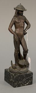 After Donatello (1386-1466), bronze sculpture, David & Goliath, on granite base