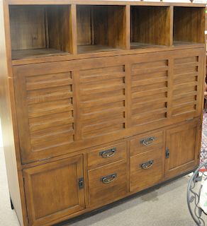 Contemporary cabinet with fall front desk. ht. 66 in., wd. 64 in.