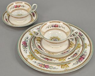 Wedgwood bone china dinnerware set, setting for eight, 47 total pieces (two saucers as is).