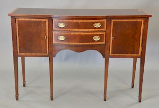 Ethan Allen mahogany Federal style sideboard with banded inlaid top. ht. 38in., wd. 56in.