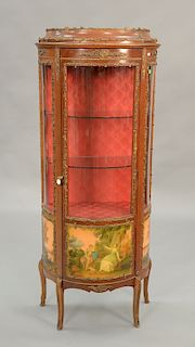Louis XV style curio cabinet. ht. 65 in., wd. 27 in.