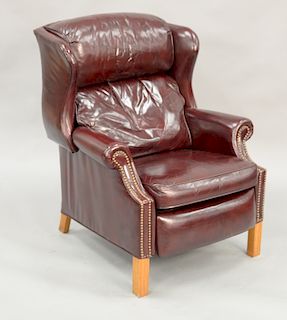 Bradington Young leather Chippendale style reclining chair.