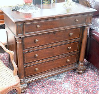 Two piece Thomasville group including contemporary inlaid low chest with twelve drawers ht. 39 in., wd. 71 in. and a matching small ...