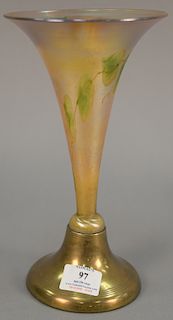 Art glass vase now put into brass base, probably Tiffany or Durand. ht. 11 in.