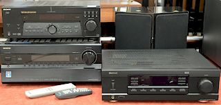 Five piece lot of electronic and stereo equipment including Onkyo (not working properly) two NHT speakers, a Sony control center, an...