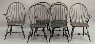 Six custom Windsor style chairs, two arm and four side.