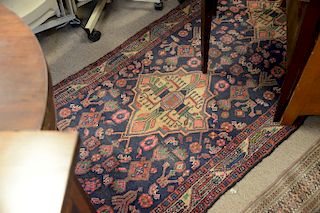Group of six Oriental rugs and runners. (2' x 2'6"), (2'8" x 10'), (3' x 3'), (2'4" x 9'7"), (2'2" x 3'6"), and (1'11" x 4').