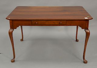 Cherry partner's table with drawers on either side. ht. 30 in., top: 37" x 52".