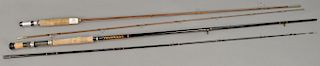 Two rods including a bamboo saltwater fly rod and an ugly stick casting rod
