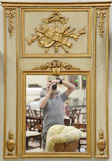 French Trumeau mirror, white painted with gold highlights. 51" x 36"