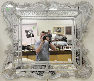 Large 19th century venetian glass mirror. 44" x 38"