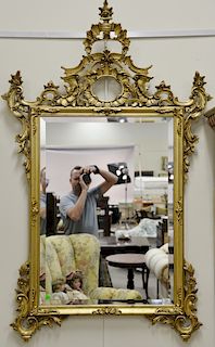 La Barge Italian gilt mirror with pediment top, item #2052B. 63" x 40"