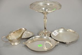 Four piece sterling silver lot plus a weighted compote ht. 6 1/2 in., 12.5 total weighable