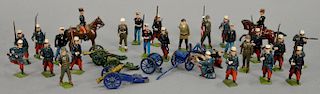 Thirty-three lead soldiers, artillery, cavalry American troops. average ht. 2 1/4 in.