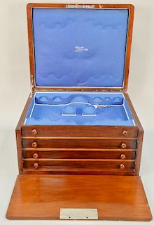 Mahogany silver chest with fitted interior. ht. 11 in., wd. 20 in.
