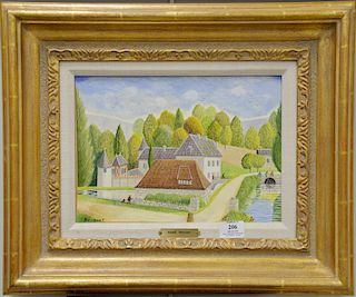 Andre Bouquet (1897-1987), oil on canvas, spring town edge, signed lower left Bouquet, 10" x 13".