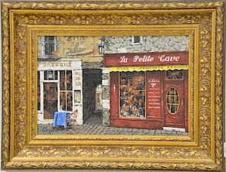 Pair of Viktor Shvaiko acrylic over serigraph "La Petite Cave" and Cable Street Restaurant, both signed and numbered lower left 323/...