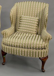 Custom upholstered wing chair (slight arm wear).