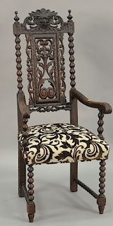 Pair of carved oak armchairs. ht. 52 in.