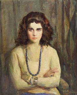 WOELFLE, Arthur. Oil on Canvas Portrait "Rosova".