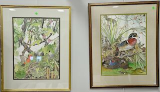 Three Sallie Ellington Middleton prints including "The Owl in the Apple Tree", "Wood Ducks", and "Scarlet Tanager", all pencil signe...