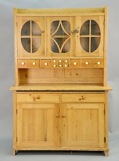 Pine two part hutch. ht. 80 in., wd. 55 in.
