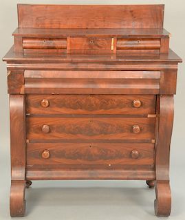 Three over four drawer Empire mahogany chest having gallery back. ht. 53 1/2 in., wd. 42 in., dp. 20 in. Provenance: Estate of Peggy...