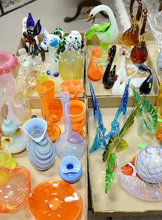 Four box lots of Murano art glass to include Murano art glass fish, birds, dogs, cats, vases, bowls, etc.