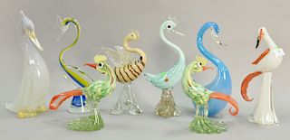Eight piece Murano art glass bird group to include ducks, pair of birds, swan, etc. ht. 9 1/2 in. to 14 1/2 in.
