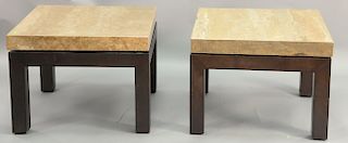 Pair of Thomasville stone top tables. ht. 22 in., top: 30" x 30"