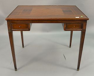 Mahogany games table with inlaid chess board and backgammon and felt underside with four chip drawers. ht. 30 in., top: 27" x 37"