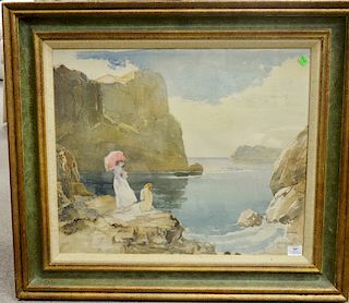 Louis Jambor (1884-1955), watercolor, "Water's Edge", signed lower right L. Jambor, sight size 20 1/2" x 25".
