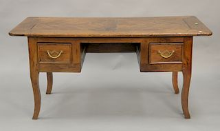 Oak Louis XV style desk. ht. 29 in., top: 27" x 62"