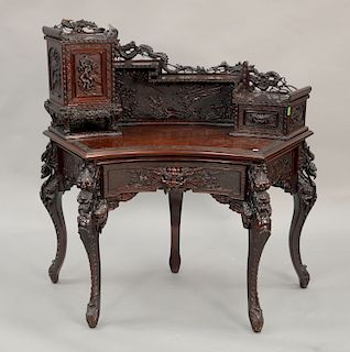 Chinese carved desk. ht. 49 in., wd. 45 in.