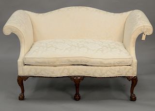 Two piece Southwood Chippendale style sofa and loveseat with ball and claw feet (excellent condition). ht. 37 in., wd. 63 in.