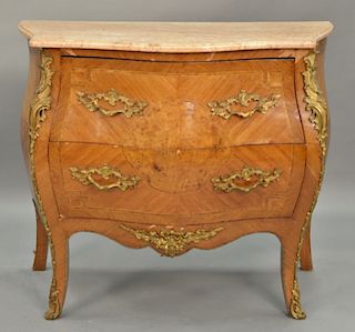 Louis XV style marble top commode, late 20th century (veneer damage). ht. 35in., wd. 41in.