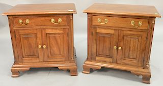L & J. G. Stickley pair of cherry bedside cabinets. ht. 26 in., top: 17" x 26".