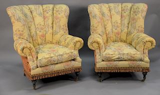 Pair of E.J. Victor upholstered easy chairs. ht. 46 in., wd. 41 in.