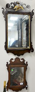Two mahogany Chippendale mirrors, 18th century (one with bottom scroll missing). lg. 17 in. & 29 in.