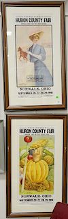 Pair of Huron Country fair framed "Sample" posters, Norwalk Ohio 1916. sight size 27 1/2" x 13".