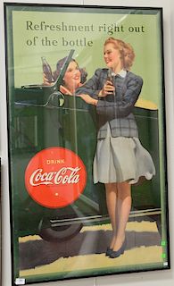 Coca Cola large advertising poster "Refreshment Right out of the Bottle" Drink Coca-Cola. 50" x 30"