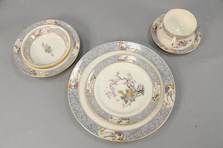 Lenox Ming porcelain dinnerware set with 12 dinner plates, 73 total pieces.