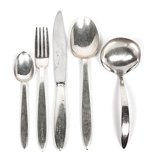 A Partial American Silver Flatware Service, Reed and Barton, Taunton, MA, possibly Sonata pattern, comprising: 12 dinner knives
