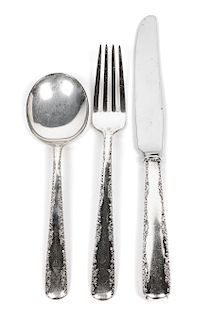 * An American Silver Partial Flatware Service, Gorham Mfg. Co., Providence, RI, Camellia pattern, comprising: 10 dinner knives 8