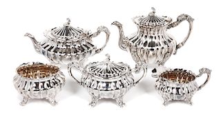 * An American Silver Tea Service, Gorham Mfg. Co., Providence, RI, comprising a coffee pot, teapot, creamer, lidded sugar and wa