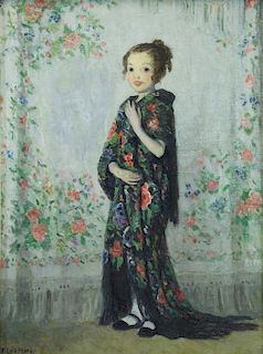 MORA, Francis L. Oil on Canvas. Young Girl in