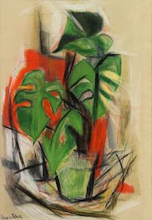 WEBER, Max. Pastel on Paper. Potted Plant.