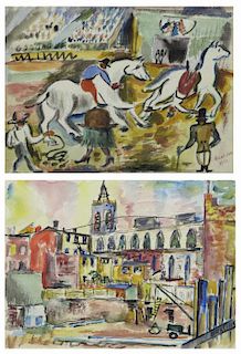 BURLIUK, David. Double Sided Watercolor. Circus